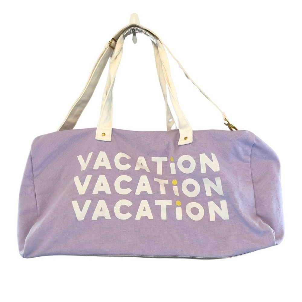 Ban.do Getaway Vacation Duffle Bag Purple Silver Canvas Weekend Bag Tote
